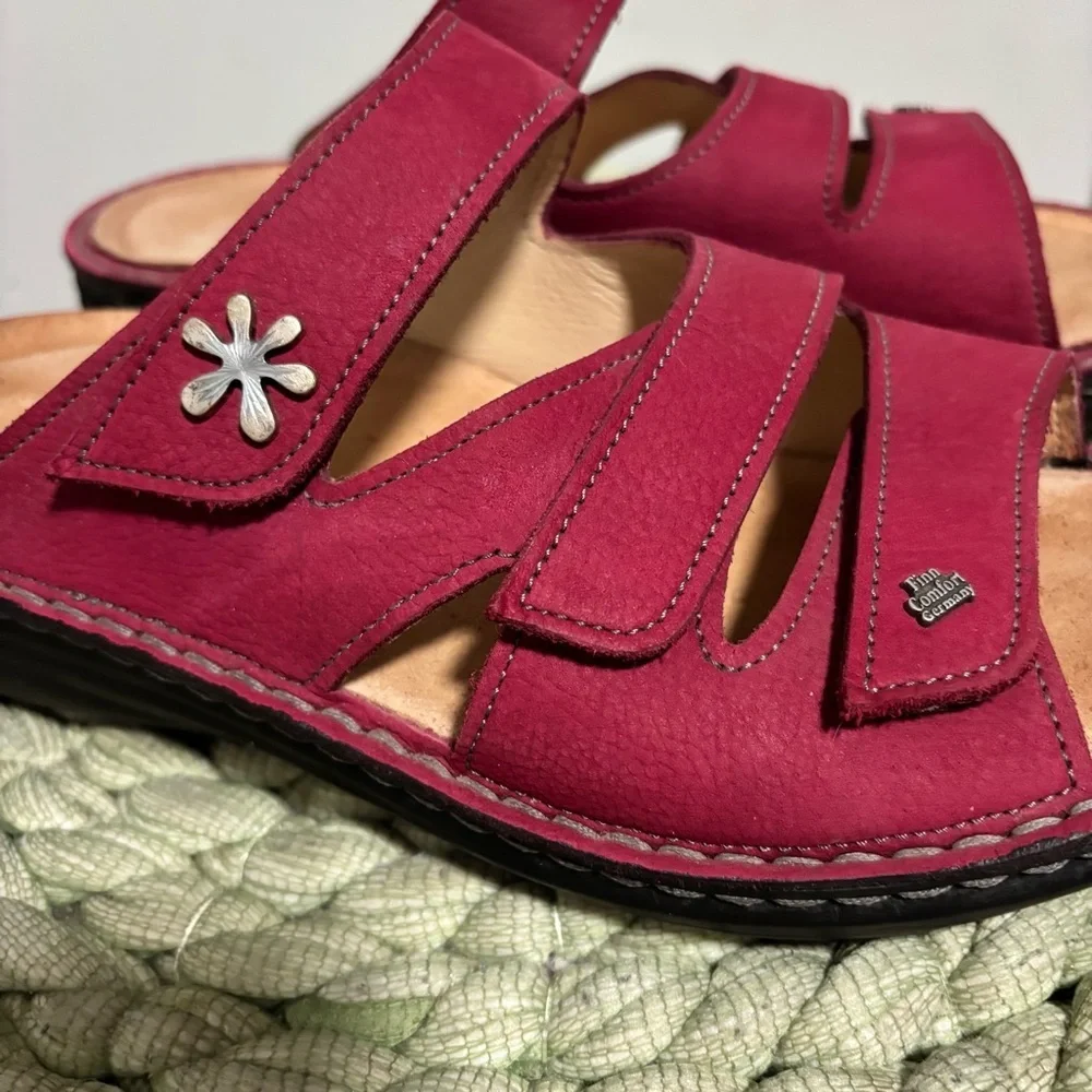 Finn Comfort Grenda Raspberry Nubuck Vienna Slide On Sandals Size 7 - Picture 5 of 11
